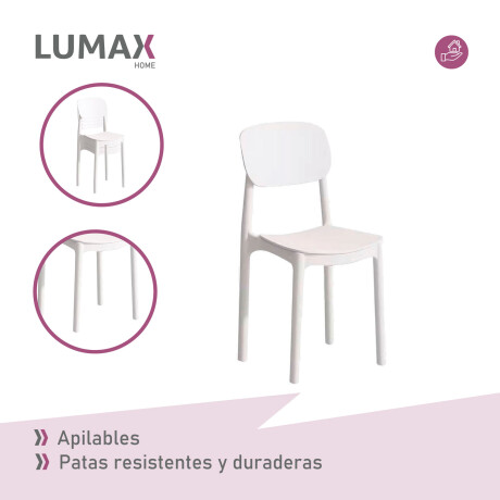 Silla Plastico Lumax Bruselas living comedor jardín Blanco