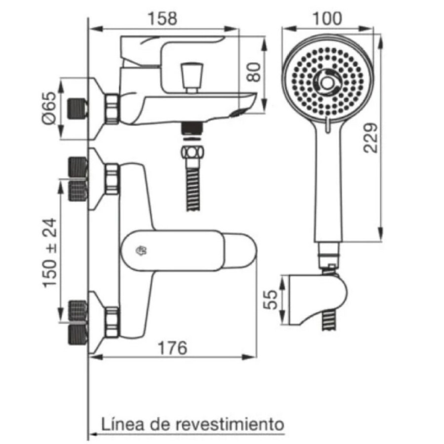 Grifería de Baño Ducha Monocomando Exterior con Transferencia Cromada Línea Coty Grifería de Baño Ducha Monocomando Exterior con Transferencia Cromada Línea Coty
