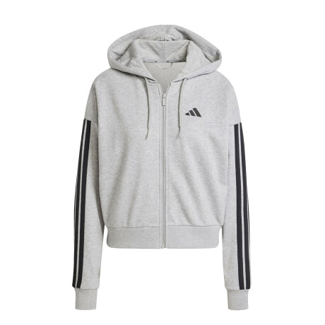 Campera de Mujer Adidas Essentials French Terry 3 Tiras Gris - Negro