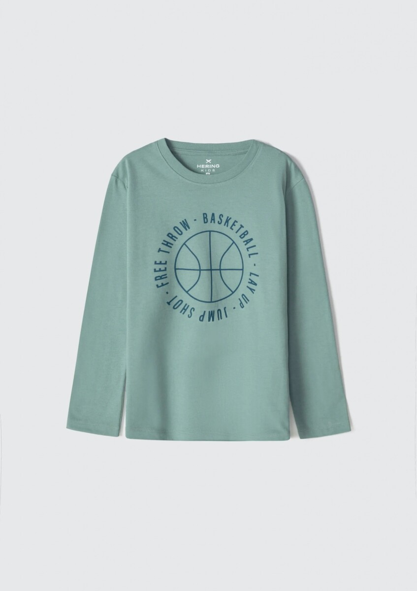 CAMISETA MANGA LARGA INFANTIL CON ESTAMPA - VERDE 