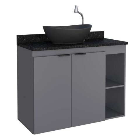 Mueble de baño suspendido Aster Gris 80 cm mesada granito sin bacha Mueble De Baño Suspendido Aster Gris 80 Cm Mesada Granito Sin Bacha
