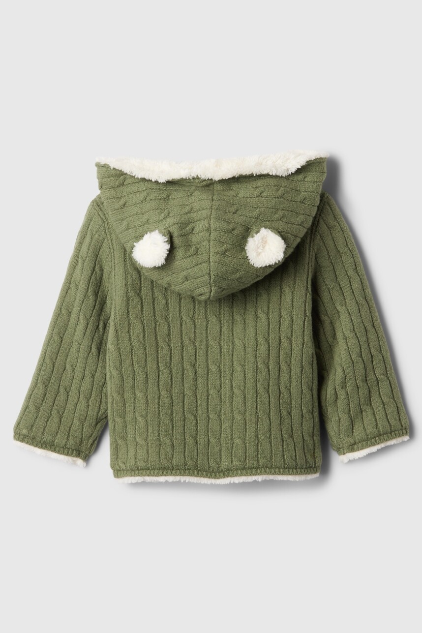 Saco Garter Con Botones Y Capucha Bebé Walden Green