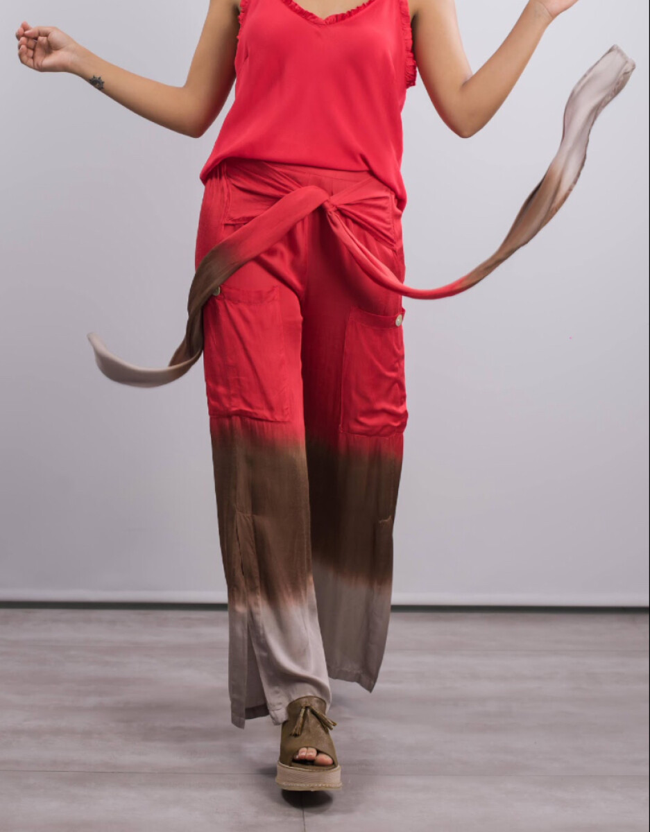 PANTALON ESPINO - CHOCOLATE Y ROJO 