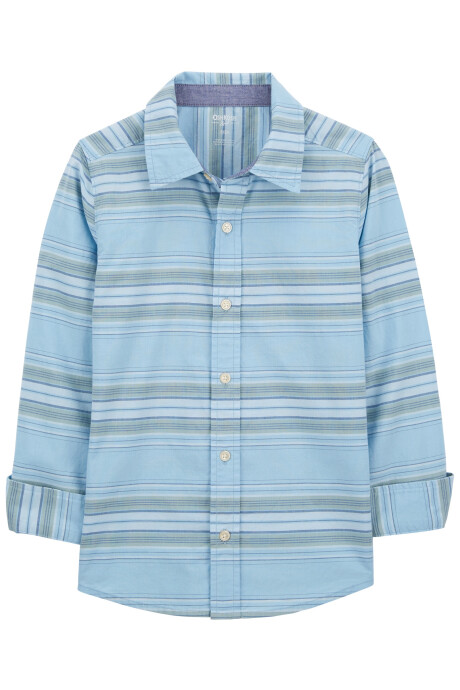 Camisa de algodón, manga larga diseño a rayas. Talles 6-14 Sin color