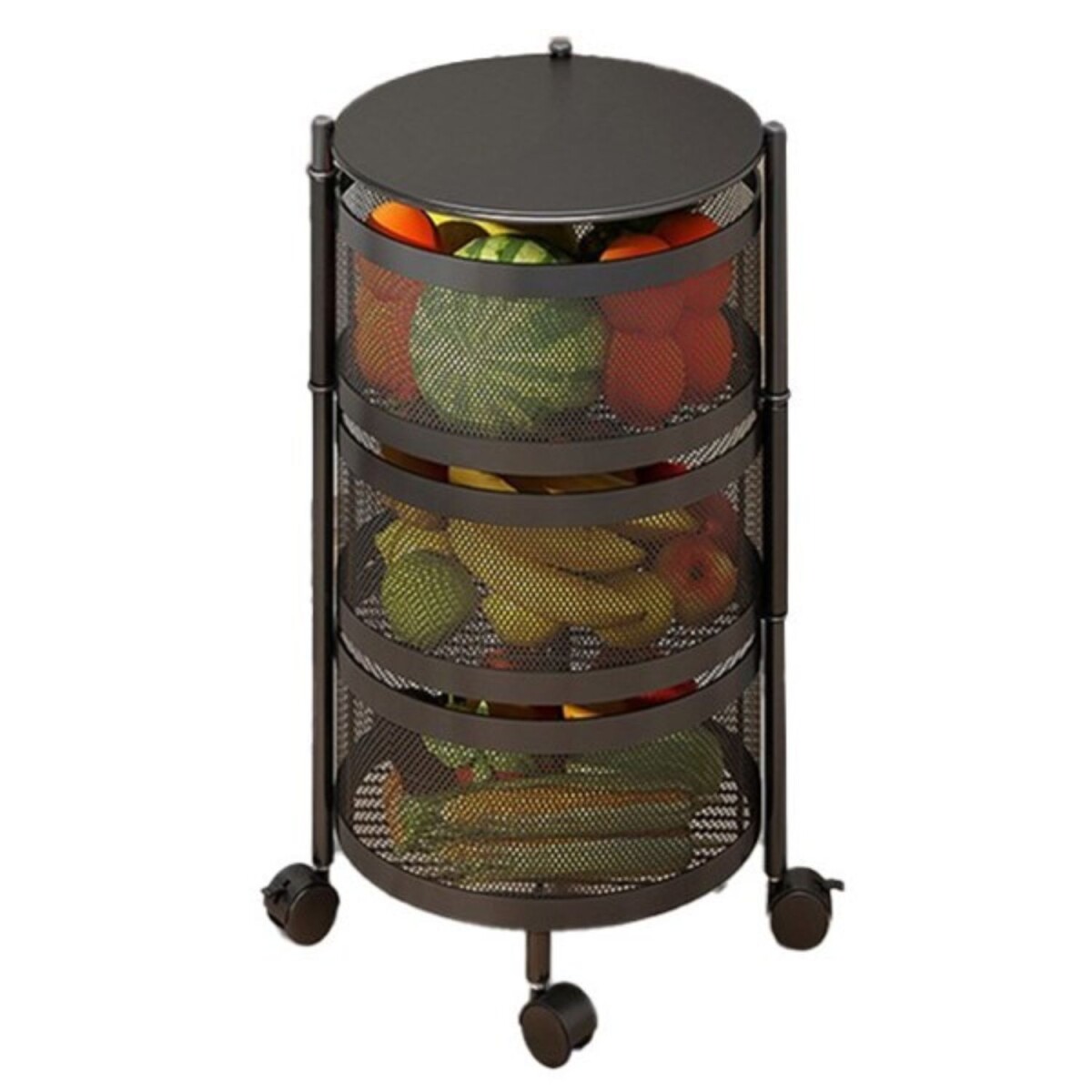 Carro Organizador Con 4 Estantes y Ruedas - Negro 