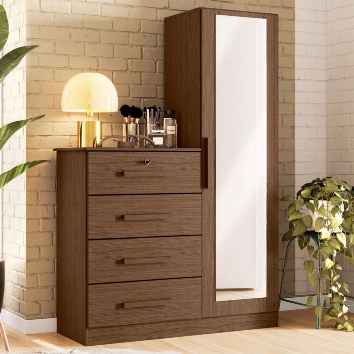 Comoda 1 puerta 4 Cajones Belize Plus - Marron 