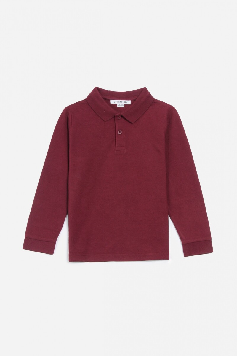 Remera de niño polo m/l BORDO