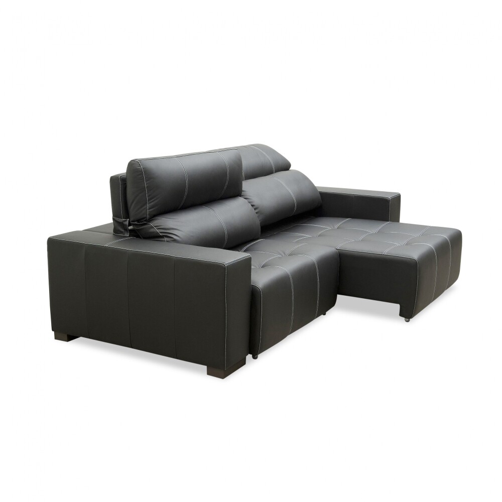 Sillón cama Madrid - 4 Cuerpos 100% Cuero Charcoal