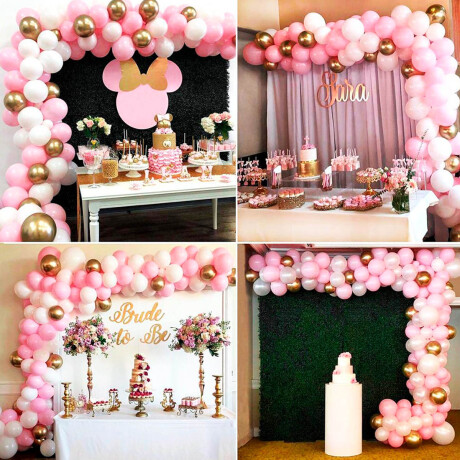 Set Globos N20 112pcs Rosa y Dorado Fiesta Cumpleños Cot002013