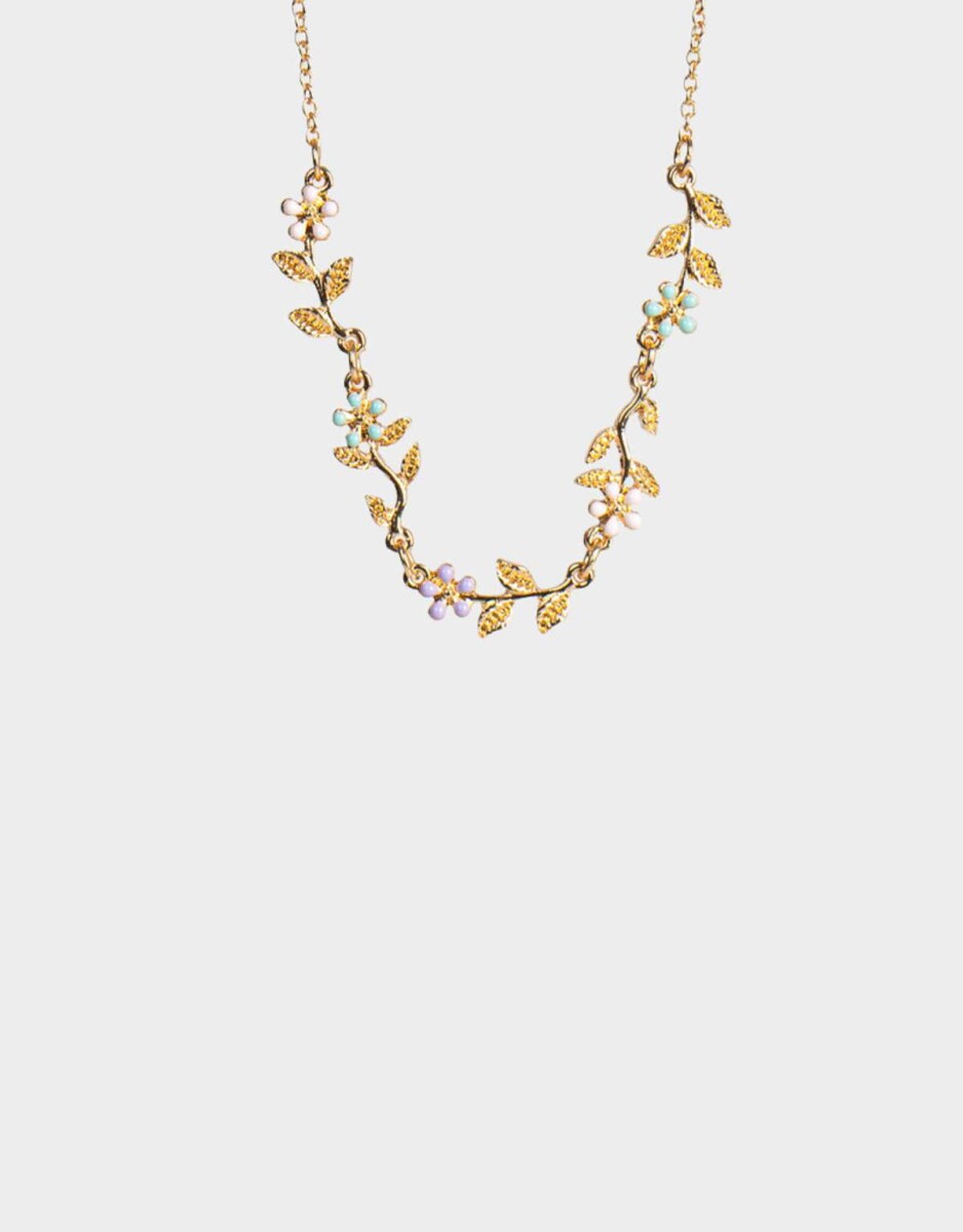 Collares Cortos Con flores - Dorado 