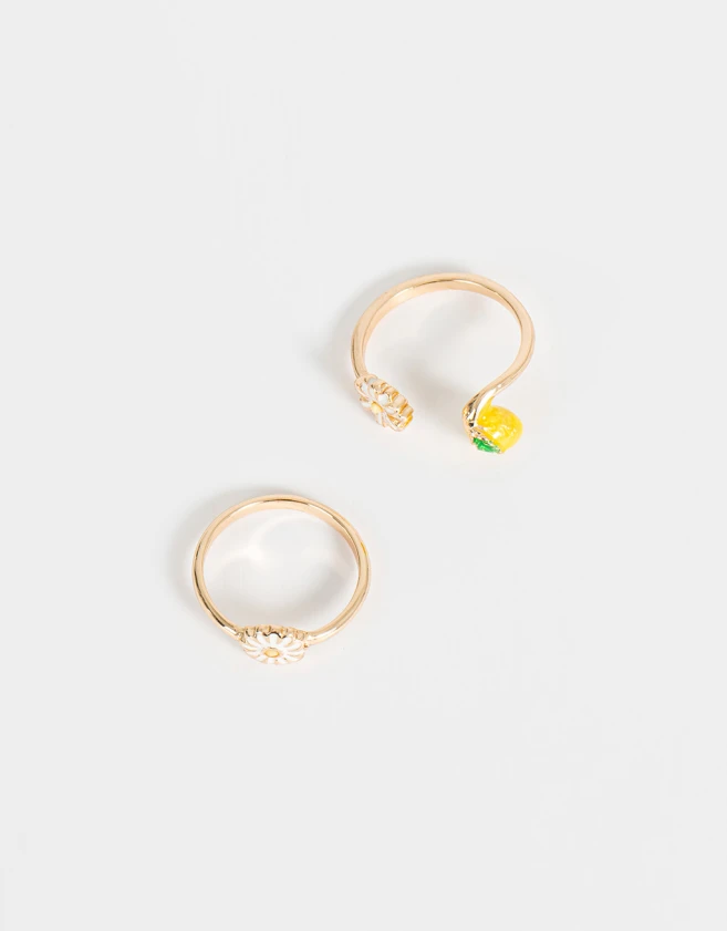 Sets Anillos Con flores Sets De Anillos Margarita - Dorado
