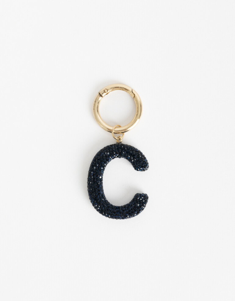 Llavero Strass Llavero Y Bag Charm Strass Letra "c" - Azul Oscuro