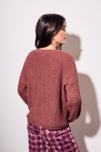 Sweater Texturado Lurex Bordeaux