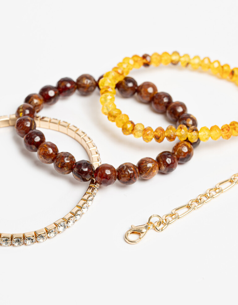 Pulseras Elásticas Sets Resina Set De Pulseras Resina - Marron Carey