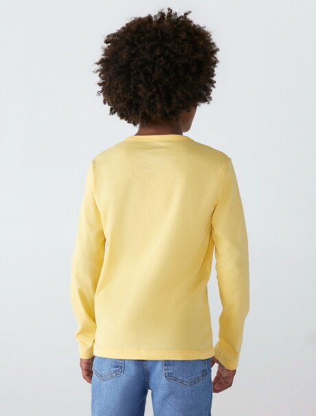 CAMISETA BÁSICA UNISSEX INFANTIL MANGA LARGA AMARILLO