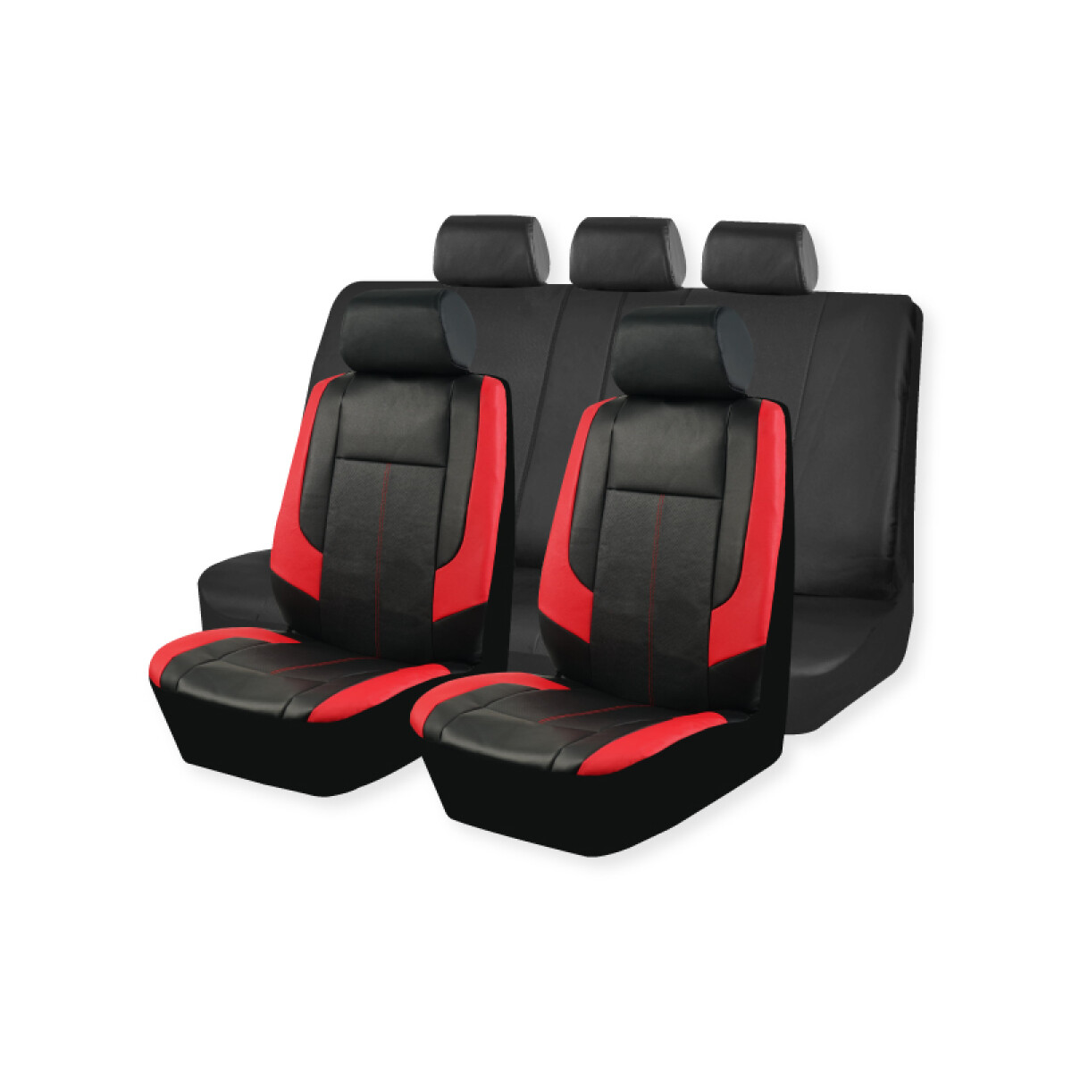 Cubreasiento Negro Y Rojo 9 Piezas Eco Cuero 