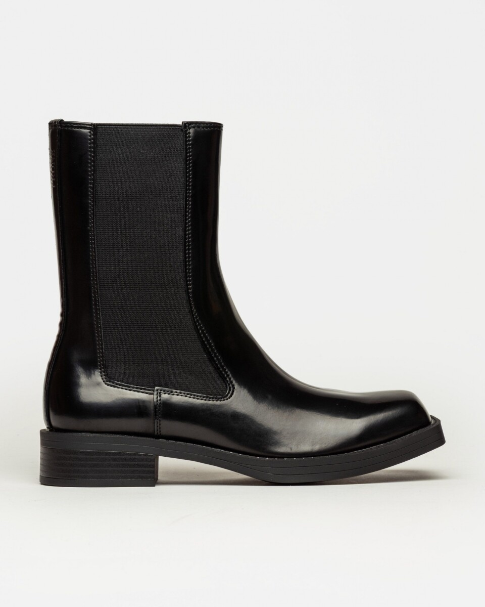 Bota caña media Demna en efecto cuero box - Negro 