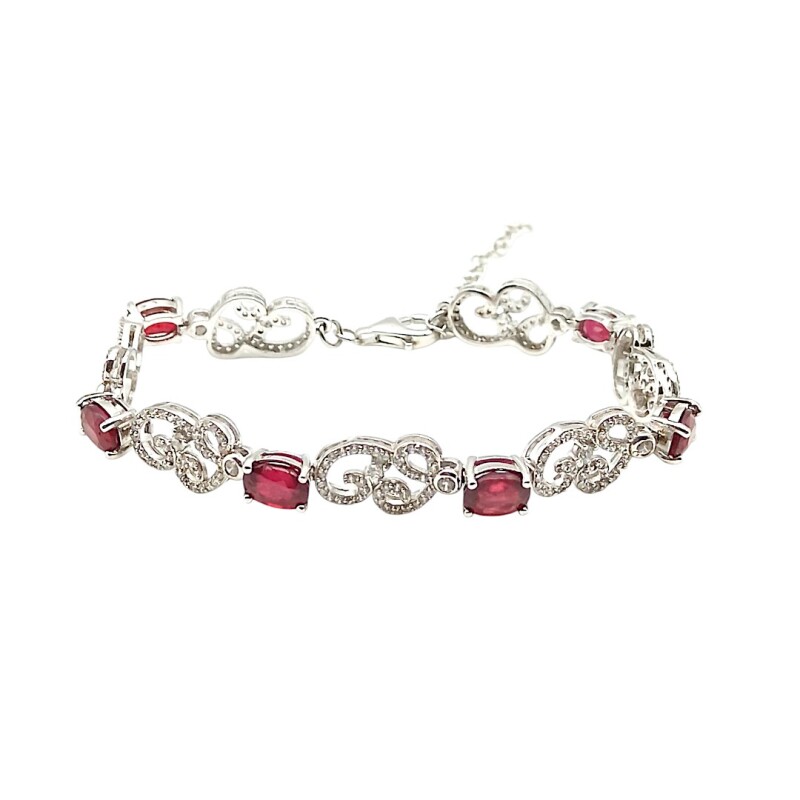 Pulsera Elegante-Plata 925-Piedra zirconia y rubí-PU3432 conpiedra