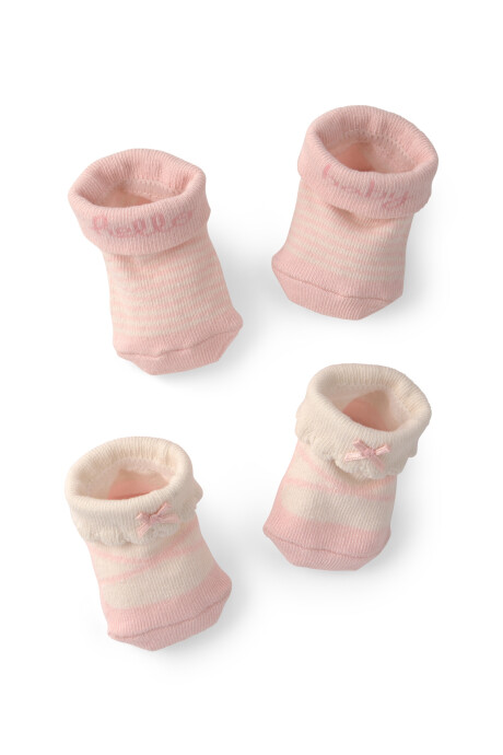 Pack dos pares de medias de algodón, rosadas, estampa hello baby Pack dos pares de medias de algodón, rosadas, estampa hello baby