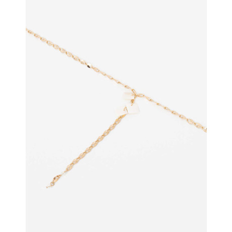 Collar Largo Con Beads Nacarados. Dorado