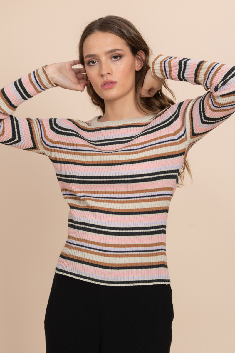 Camiseta tejida rib Rosa