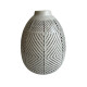 Florero cerámica ánfora textura geométrica BLANCO
