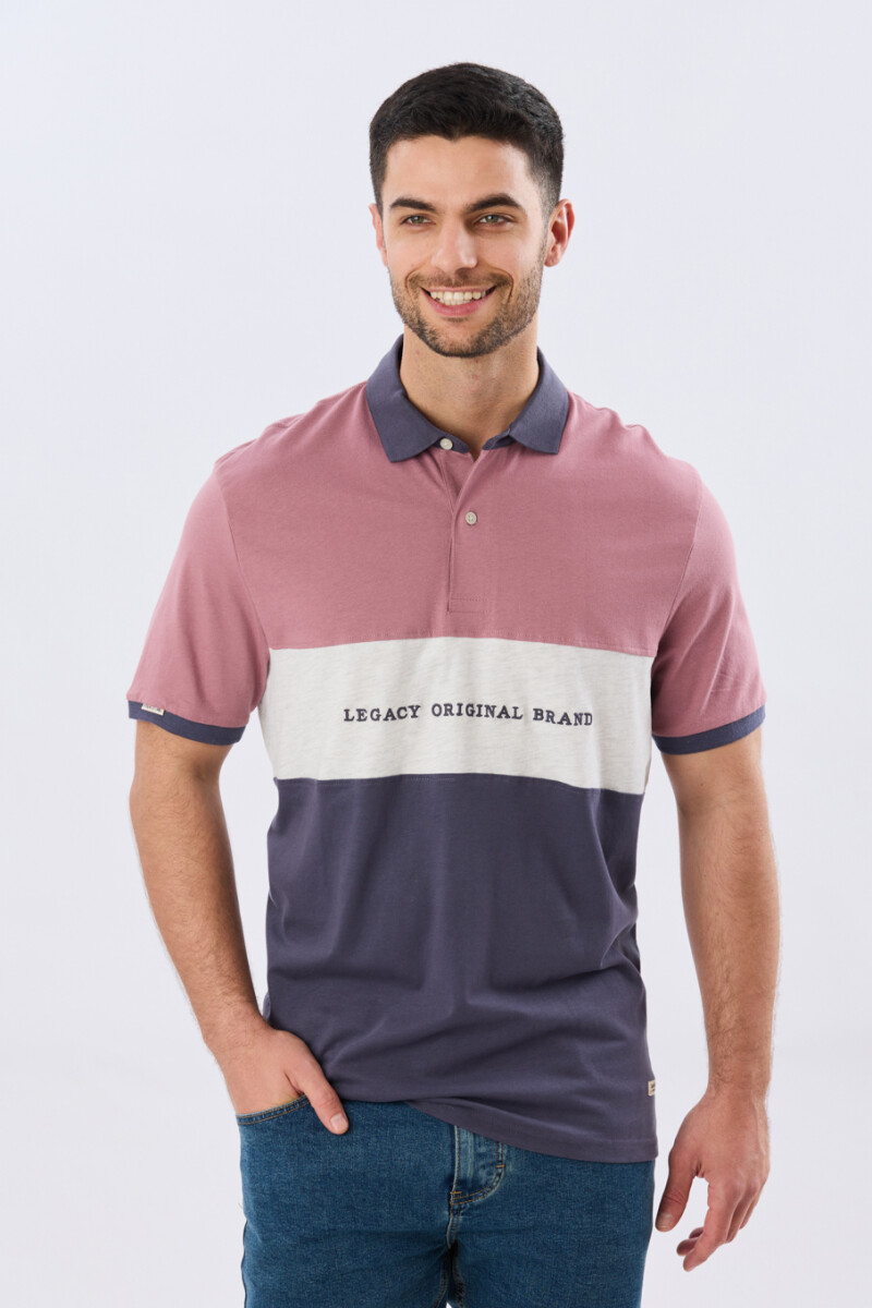 REMERA POLO RAYADA JERSEY - Rosa 