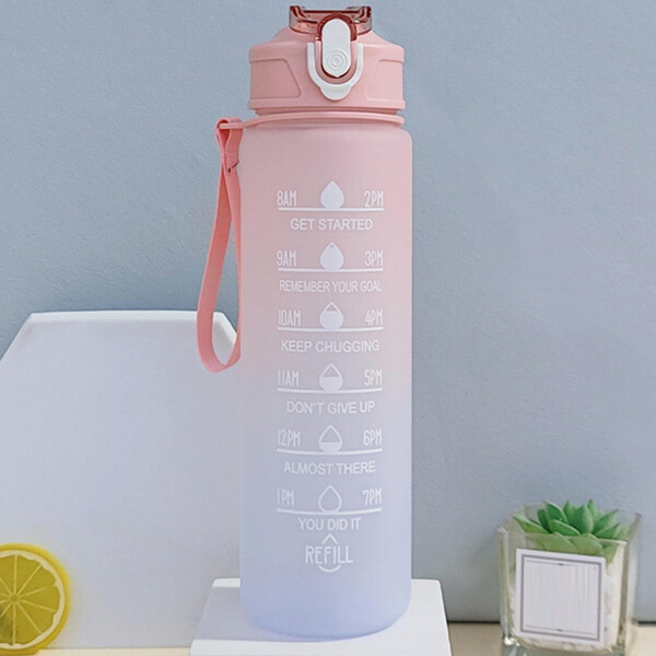 Botella De Agua Deportiva 750ml Motivacional Hidratacion Fit Variante Color Rosa