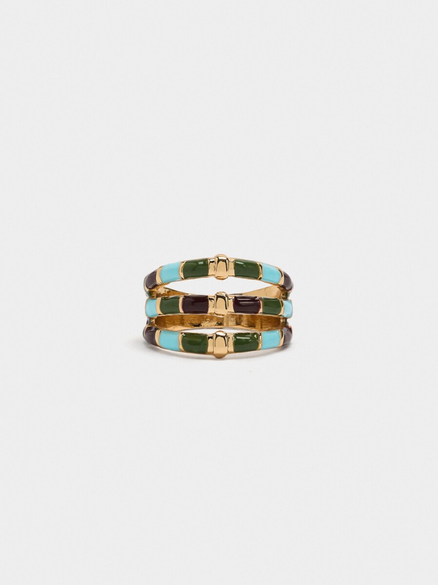Anillo Efecto Triple Con Esmaltado - multicolor 