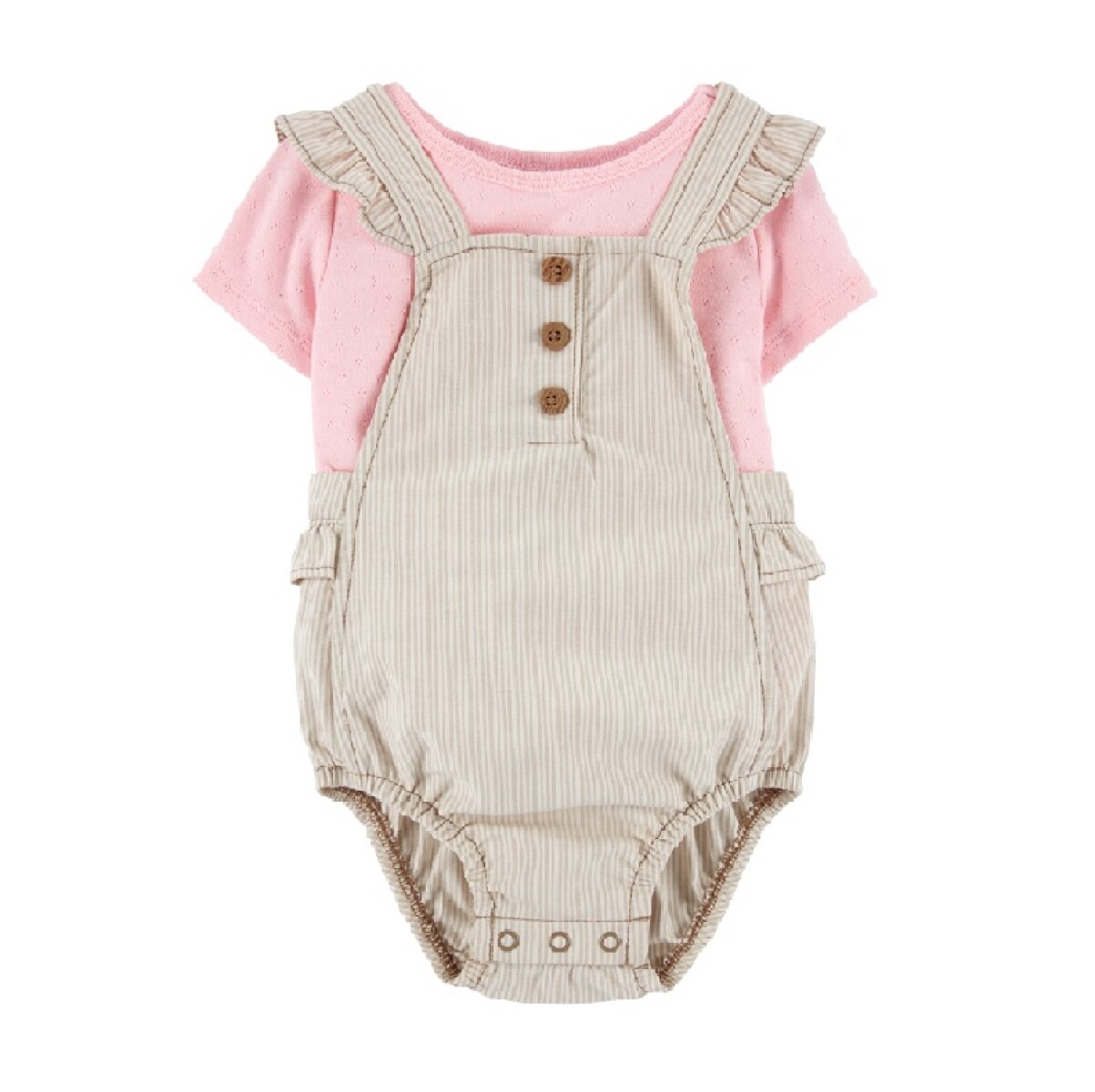 Set Carters Enterito Corto a Rayas con Franela 1N084610 - MARRON-ROSA 