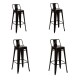Taburete Tolix Pack 4 unidades En Metal Con Respaldo Negro