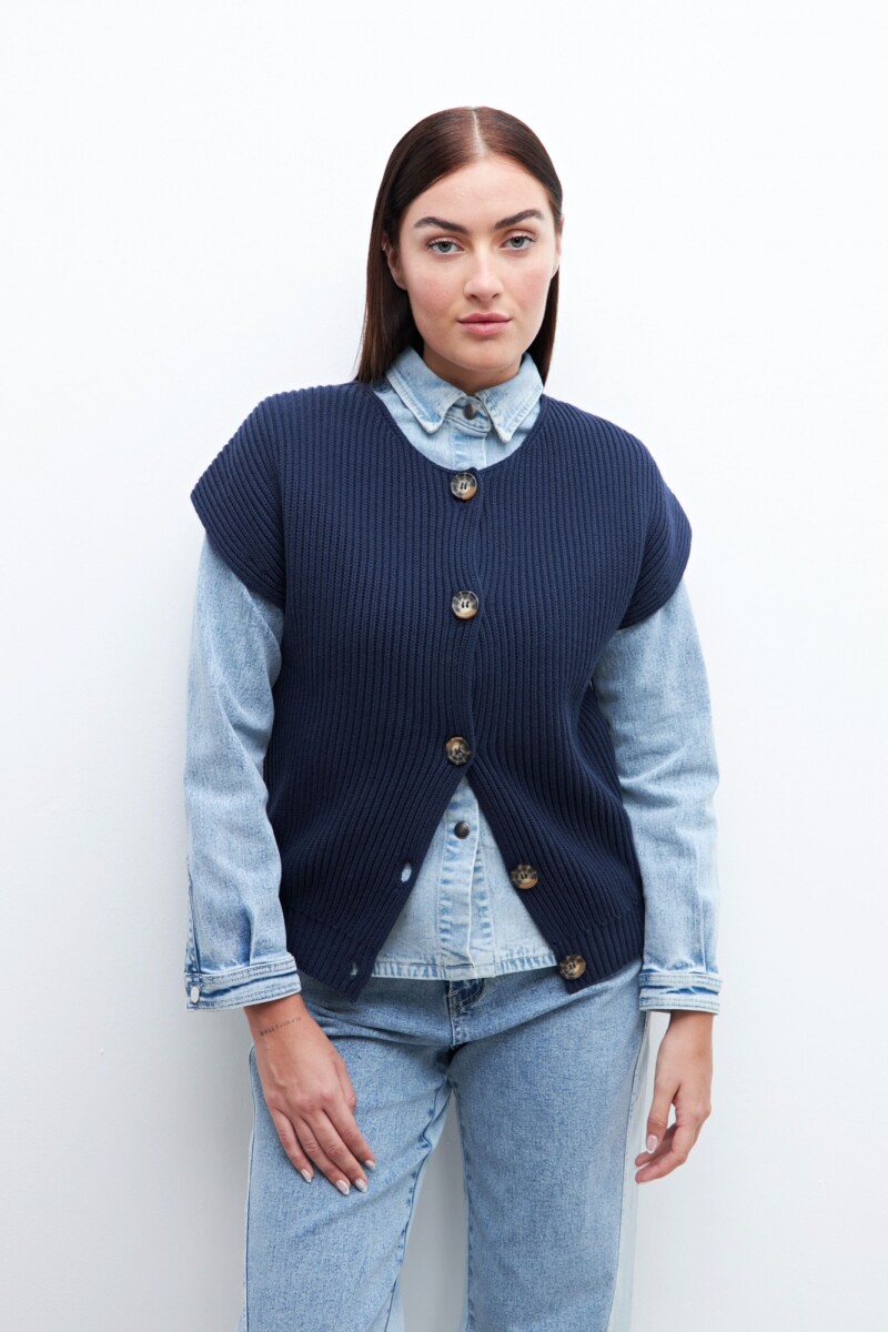 Cardigan manga corta azul marino
