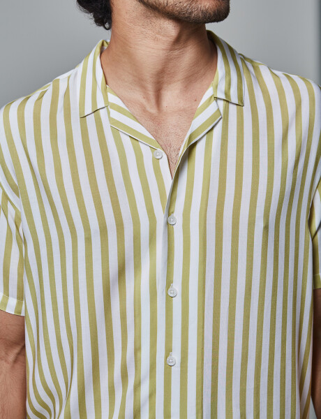 Camisa m/c rayada verde claro