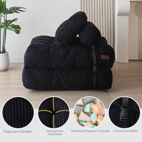 Sofá Sillón Cama Plegable Cloudnest + Almohada Living Negro