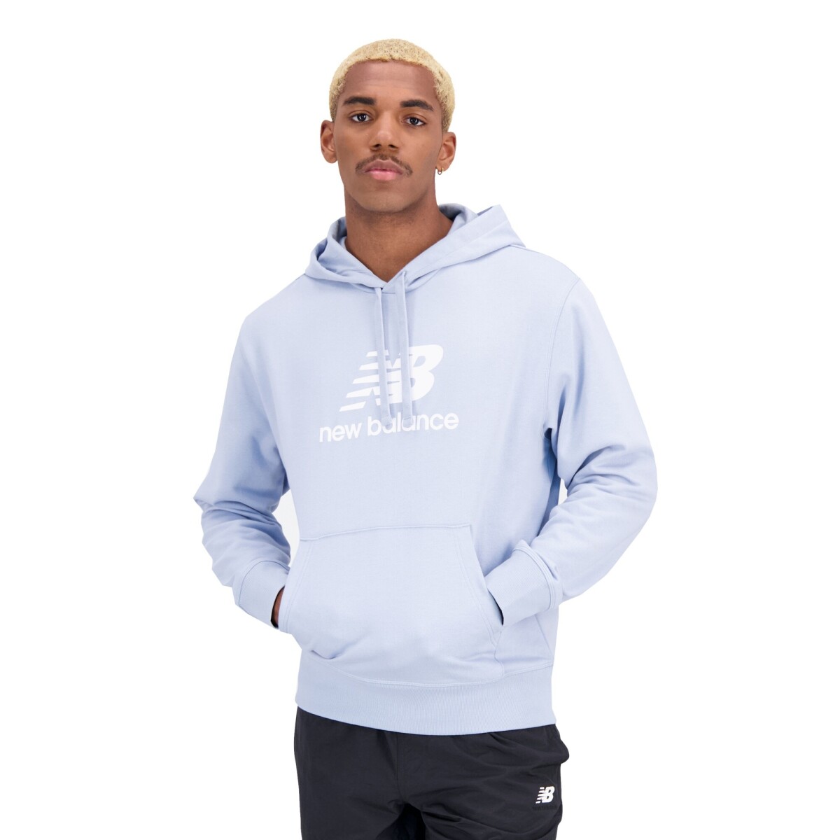 Canguro New Balance Hombre Essentials Stacked Logo French Terry Hoodie Grey - S/C 