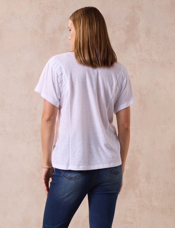 Remera Lino Frunce BLANCO