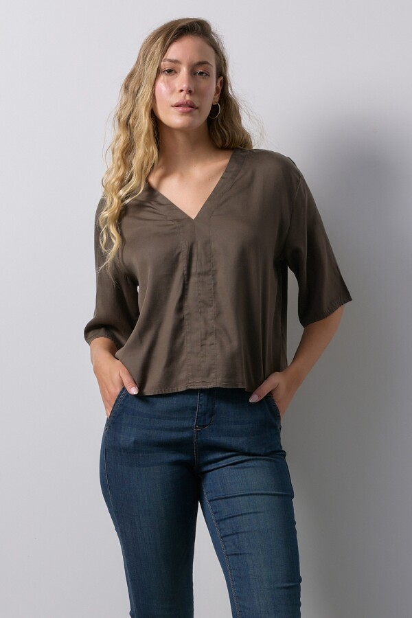 Blusa Lyocell MARRON