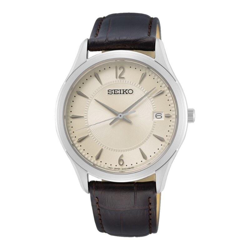 Reloj Seiko SUR421P1 para hombre con correa de cuero Beige