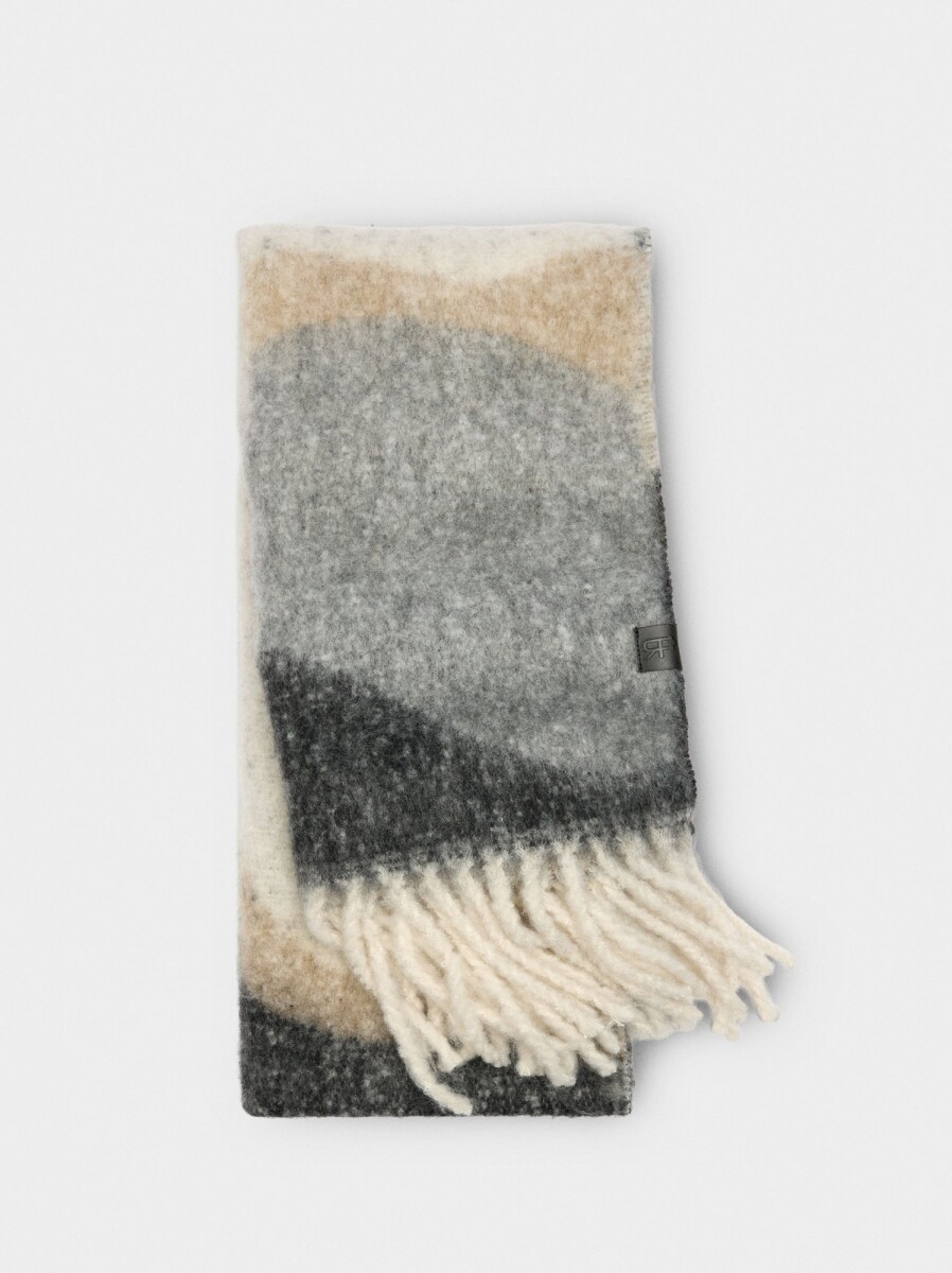 Bufanda Con Ondas Y Flecos - gris 