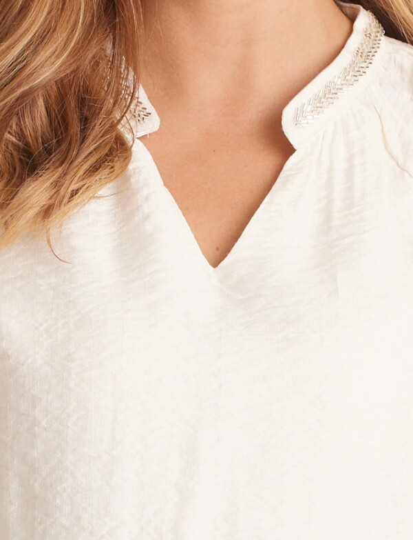 Blusa Saten Mostacillas CRUDO