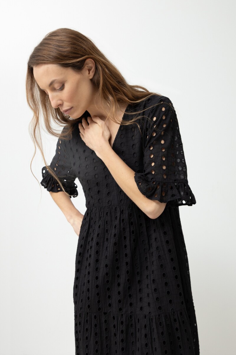 Maxi vestido broderie negro
