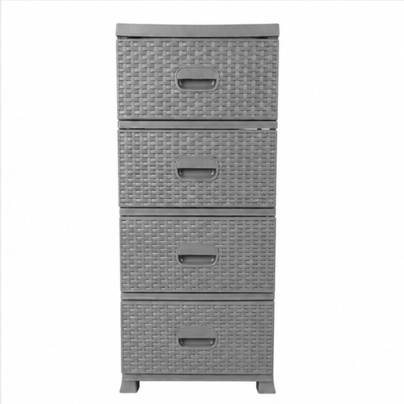 Gavetero cajonera simil ratán GRIS