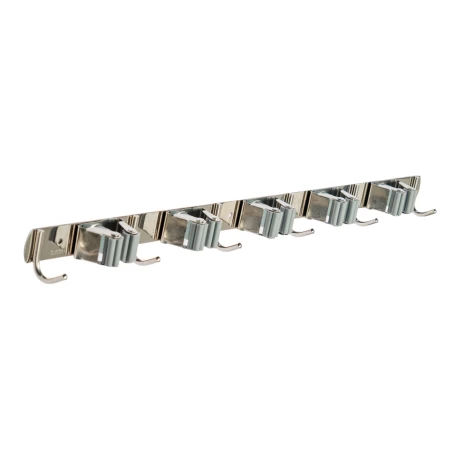 Soporte Escoba X 5 Clip Acero Inox Con Ganchos Casa Practica Sin Color