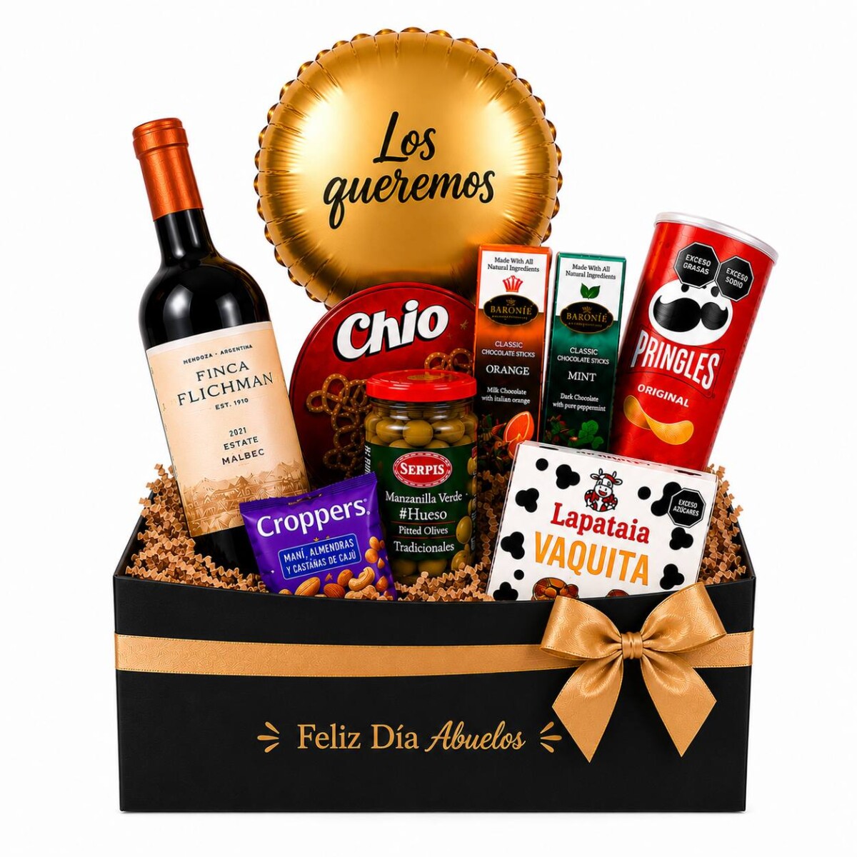 Canasta Gourmet para Abuelos con Vino y Chocolates 