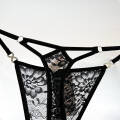 Tanga Colaless Ajustable De Encaje Negro