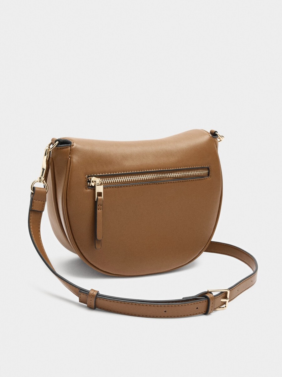Bolso Bandolera Ovalado Con Solapa camel