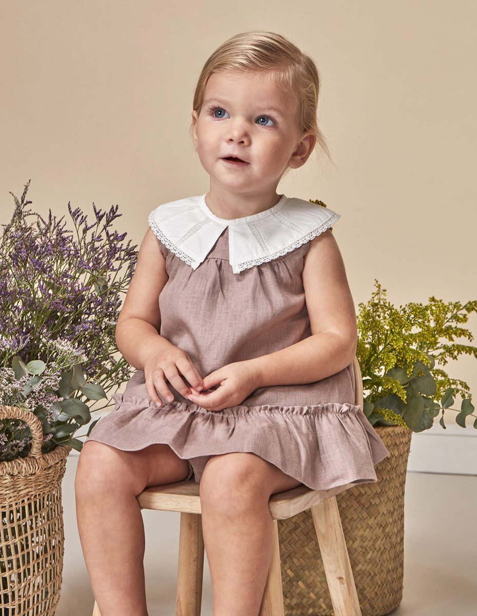Vestido Arreglado Con Cuello Grande Con - Morado Viejo 