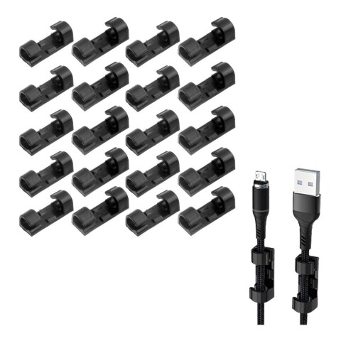 Organizador Cable Guia Facil Clip X60 Unidades Ordenar Color Variante Negro