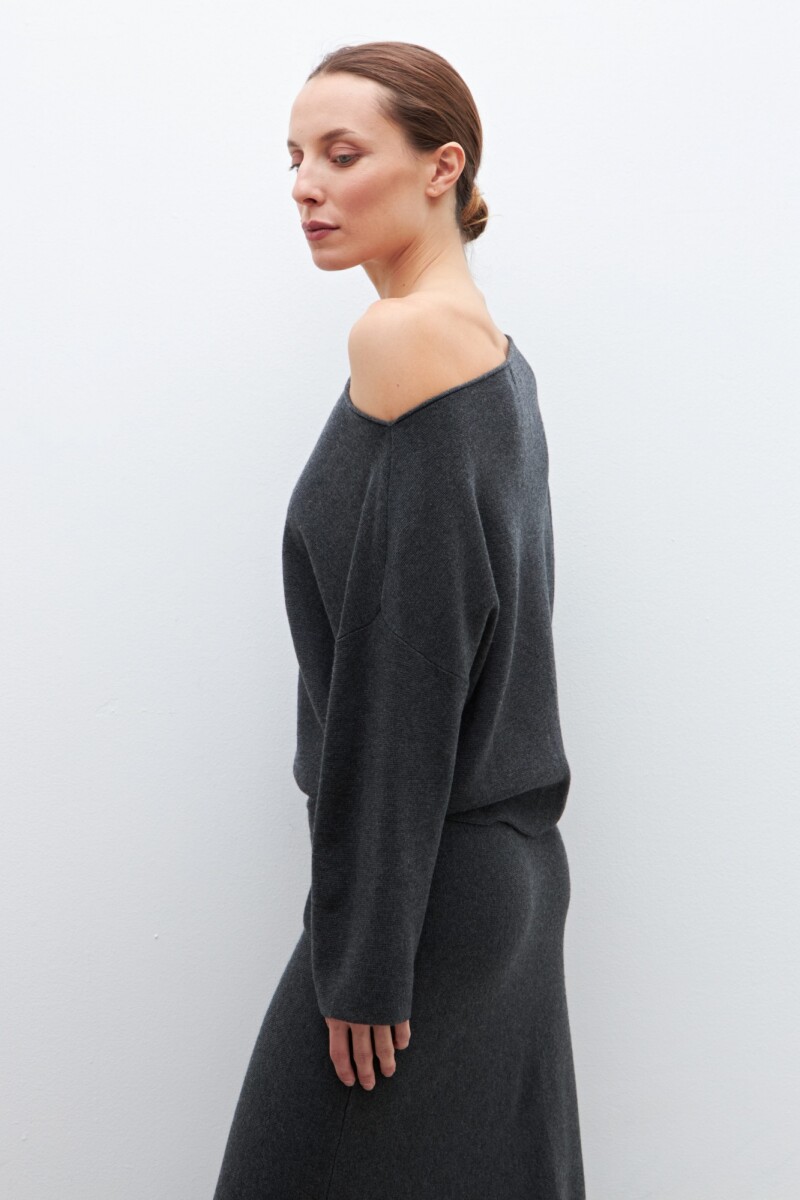 Sweater asimétrico gris melange
