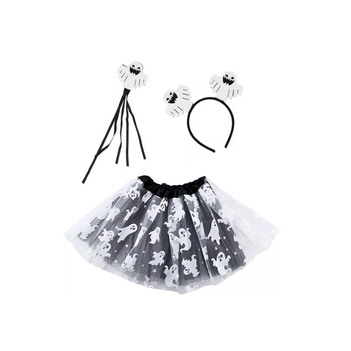Disfraz de brujita con pollera y vincha - Blanco 